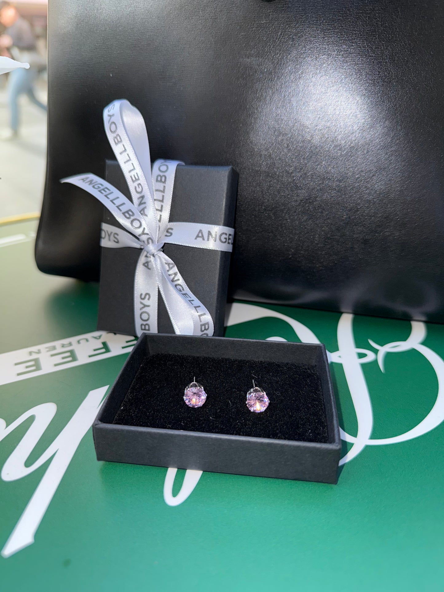 The Fancy Pink Brilliant Cut Diamond Earrings in 8mm