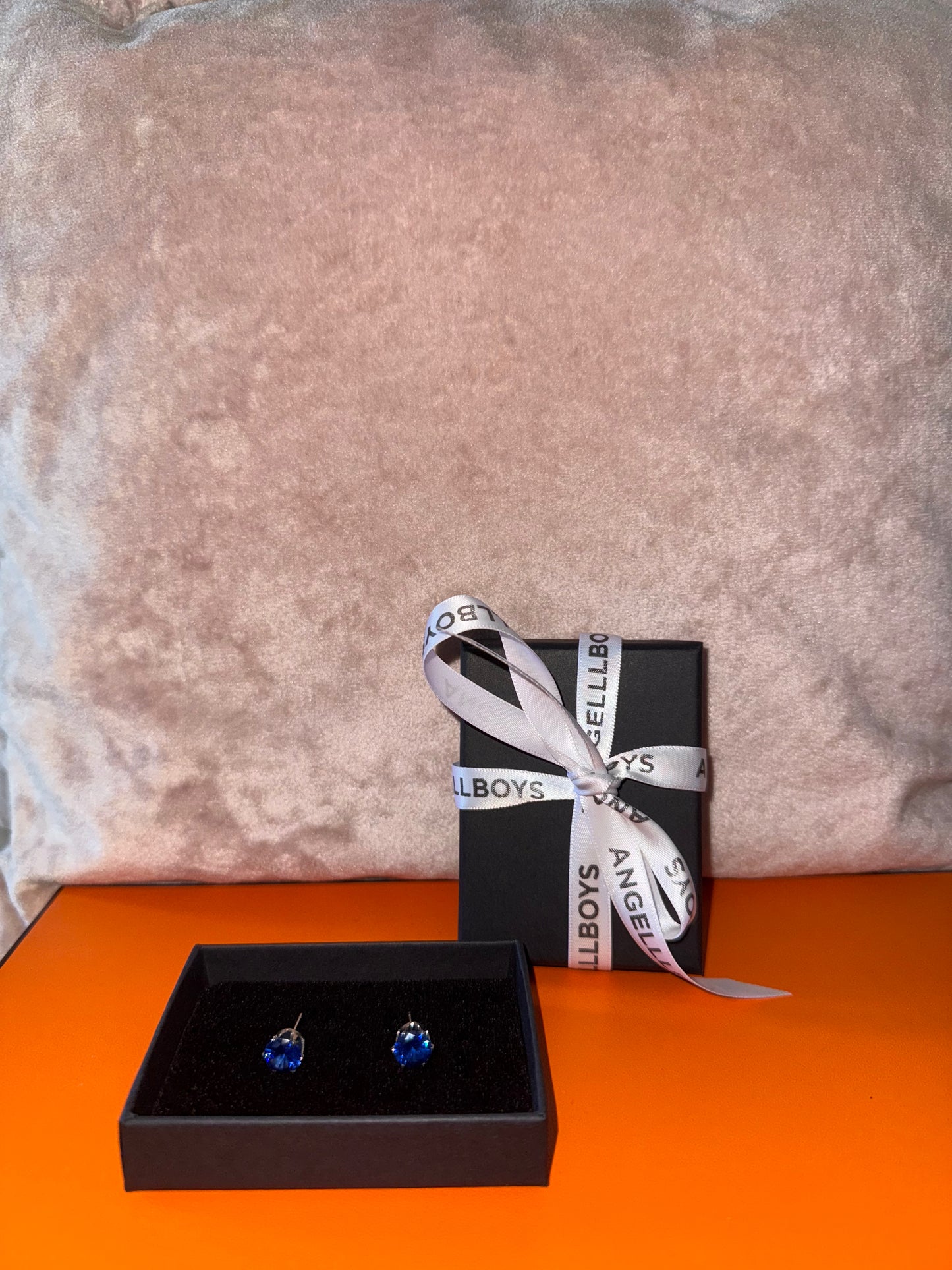 The Fancy Sapphire Brilliant Cut Diamond Earrings in 8mm