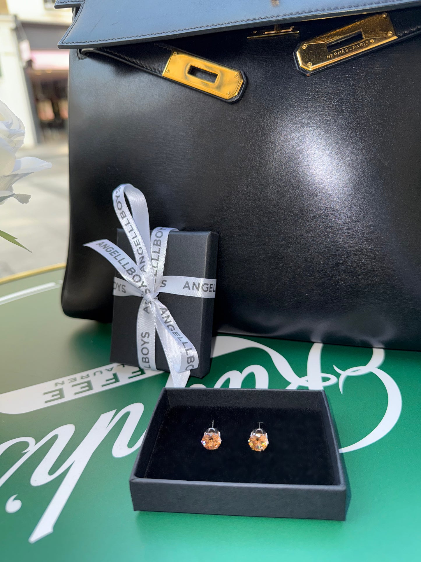 The Fancy Fire Brilliant Cut Diamond Earrings in 8mm