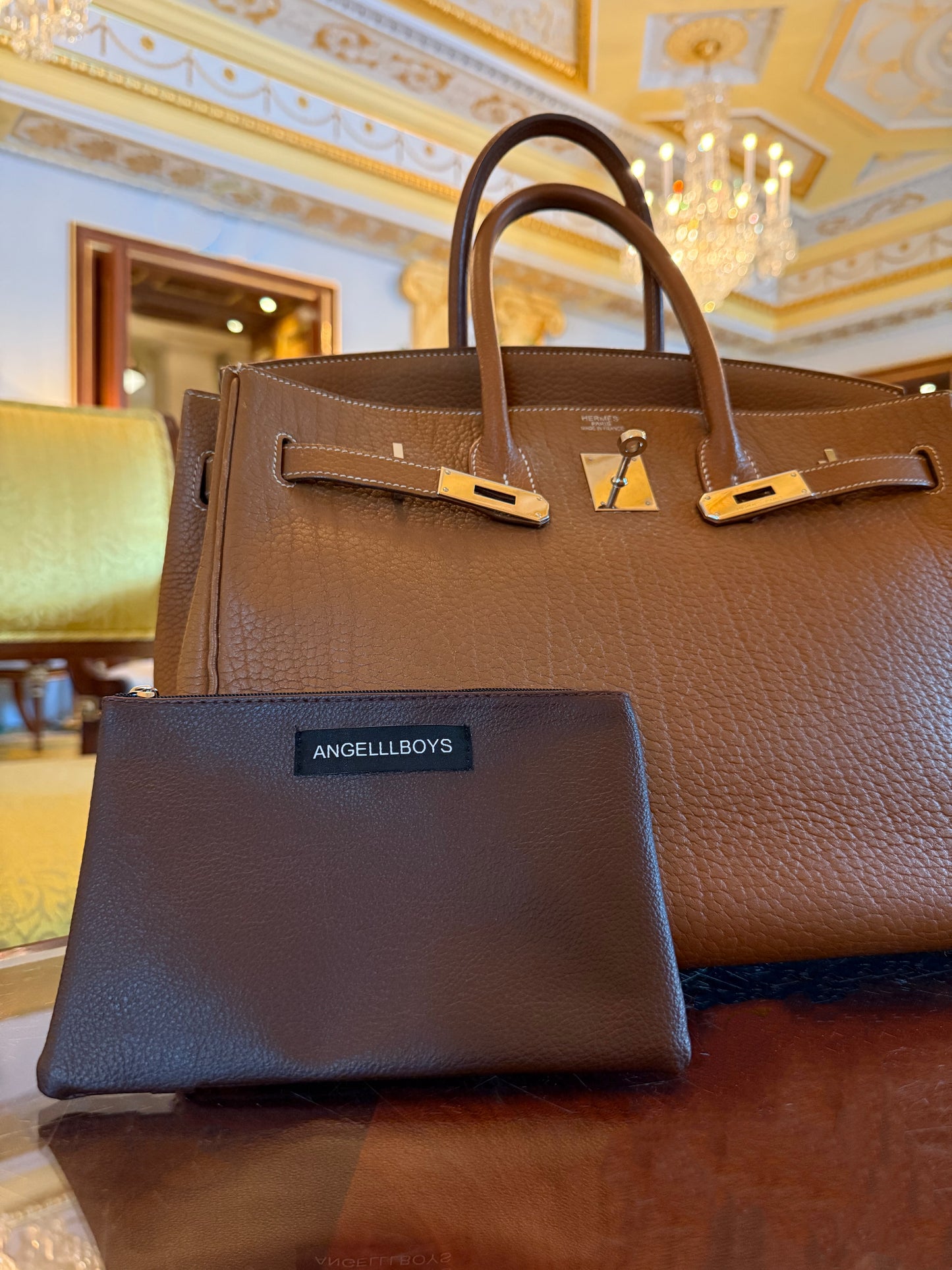 The Mini Mayfair Zip Pouch in British Brownie