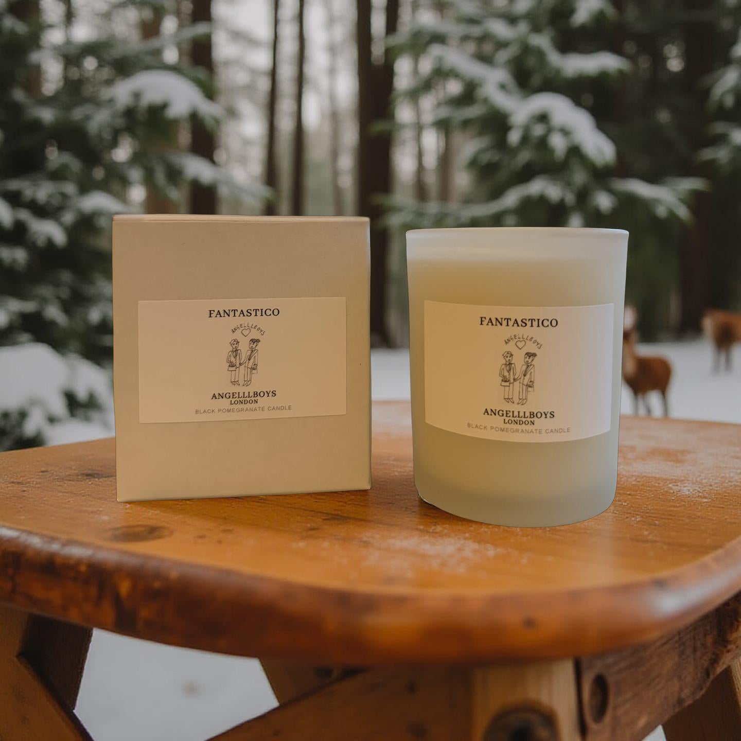 FANTASTICO Black Pomegranate Candle with Royal ANGELLLBOYS Crest