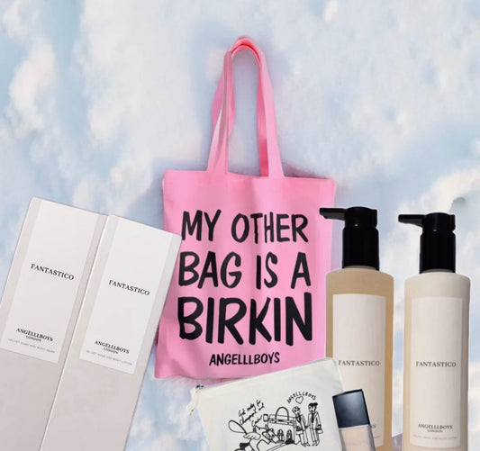 Limited Edition: FANTASTICO Black Pomegranate BUNDLE DEAL 4pcs (tote bag, hand and body duo velvet wash and lotion and make up & travel bag)