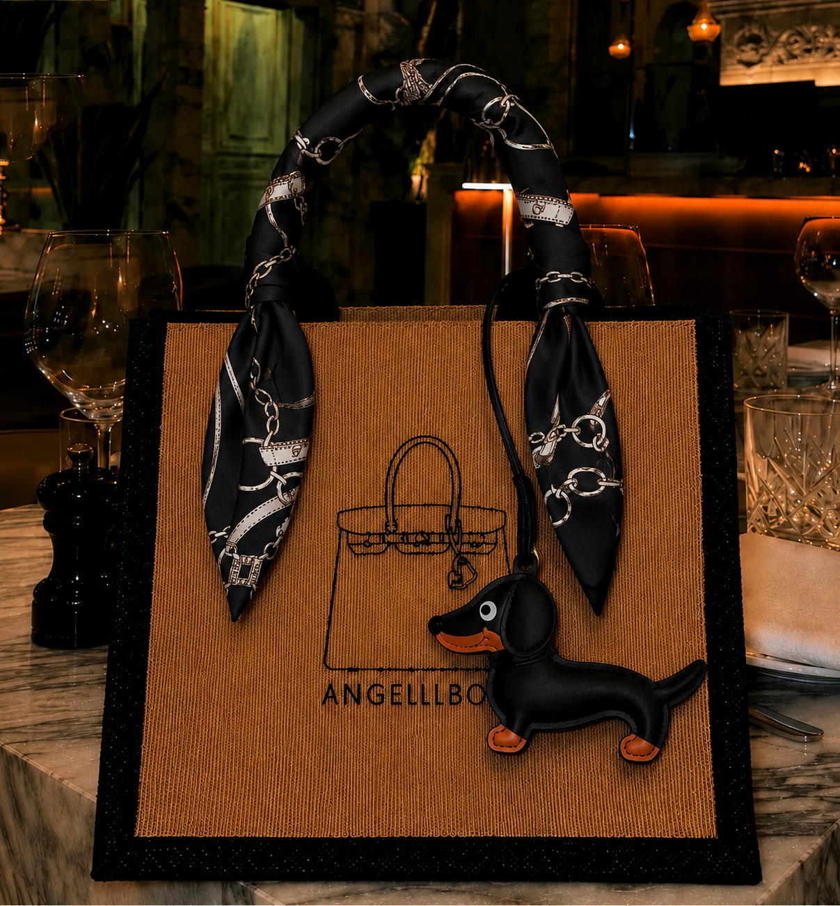 Bundle Deal: The Mini Boyfriend in Black with Twilly and Charm: (3pcs)