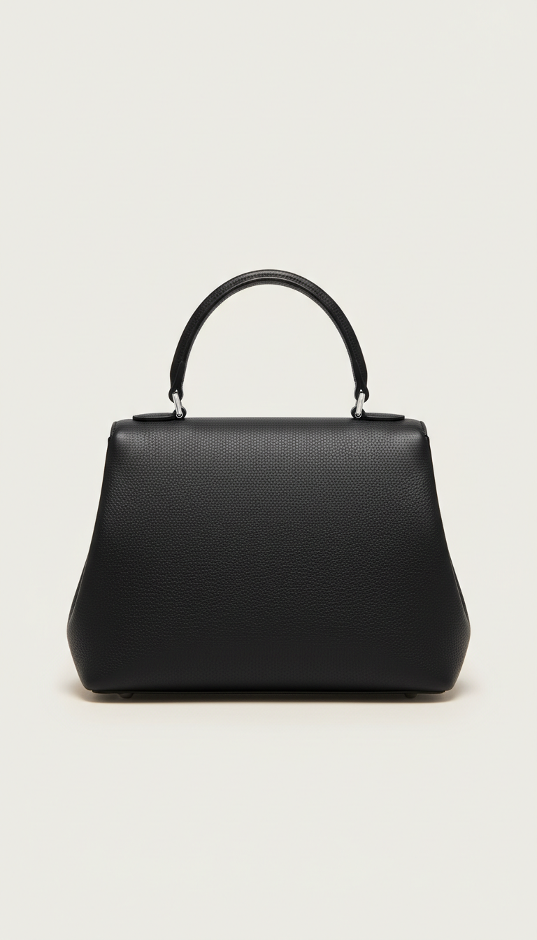 Obsidian Black Leather Handbag